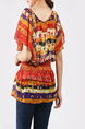 Colorful Slim Two-Piece Round Neck Contrast Adjustable Waist Top for Casual