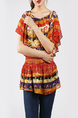 Colorful Slim Two-Piece Round Neck Contrast Adjustable Waist Top for Casual