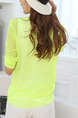 Yellow and Green Loose See-Through Band Sun Protection Coat for Casual Beach