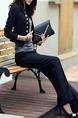 Black Slim Double-Breasted Suit Long Sleeve Coat for Casual Party Office