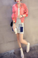 Pink Colorful Loose Printed See-Through Coat for Casual Party