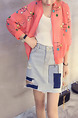 Pink Colorful Loose Printed See-Through Coat for Casual Party