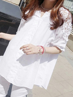 White Loose Lace Cutout Shirt Top for Casual Party