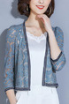 Haze Blue Slim Lace See-Through Coat for Casual Office Party