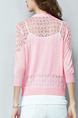 Pink Loose Knitting Cutout Coat for Casual Office Party