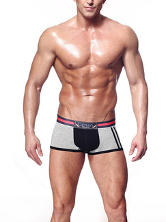 Gray and Black Contrast Boxer Brief Cotton Underwear
