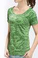 Green Women Dyeing Round Neck Quick Dry Located Printing Top for Casual