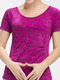 Purple Women Dyeing Round Neck Quick Dry Located Printing Top for Casual
