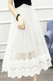 White Loose A-Line Linking Lace See-Through Adjustable Waist High Waist Skirt for Casual Party
