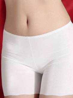 White Pure Color Boxer High Waist Polyester and Elasticity Panty