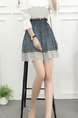 Blue Colorful Slim Floral Above Knee Skirt for Casual Party