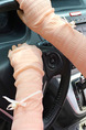Pink Women Outdoor Driving Riding Sun Protection Butterfly Knot Polyester Arm Sleeves