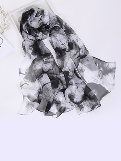Black and White Women Contrast Printed Sun Protection  Polyester Scarf