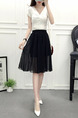 Black Slim A-Line Chiffon Adjustable Waist High Waist See-Through Skirt for Casual Party Office Evening