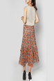 Orange and Blue Slim Full Skirt Chiffon Linking Adjustable Waist Asymmetrical Hem Skirt for Casual Beach