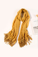 Yellow Lace Tassel Cotton and Linen Scarf