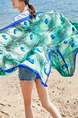 Blue and Green Long Printed Sun Protection Polyester Scarf