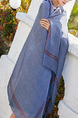 Blue Long Grid Sun Protection Polyester Scarf