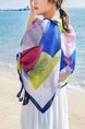 Colorful Satin Contrast Printed  Polyester Scarf