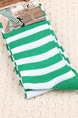 Green and White Contrast Stripe Blending Stockings