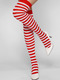 Red and White Contrast Stripe Blending Stockings  