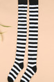 Black and White Contrast Stripe Blending Stockings