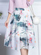 Colorful Chiffon A-Line Ink Painting Pleated High Adjustable Waist Double Layer Skirt for Casual Party
