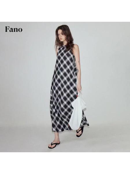 Black and White Plaid Round Neck Sleeveless Dress Women's 2025 Summer New Loose Slimming Lazy Wear Dress