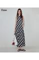Black and White Plaid Round Neck Sleeveless Dress Women's 2025 Summer New Loose Slimming Lazy Wear Dress