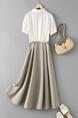 Tencel Fake Two-Piece Design Contrasting-Color Dress Women's 2025 Summer New Slim Fit Temperament Dress - Cream and Olive Green