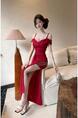 Red Light Luxury Sexy Celebrity Style Off-Shoulder Suspender Dress with Tassels and Slits to Show Legs and Slim Banquet Dress Long Skirt