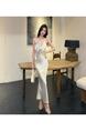 Champagne In Stock! 25 Summer French Style Irregular Ruffled Backless Satin Suspender Skirt Women's Slim Fit Fishtail Gown Dress