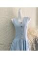 Take-out Oxygen Milk Blue Classic Style Sense Vest Sleeveless Vest Dress French Style Temperament Waist-Slimming Long Dress