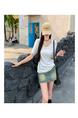 Real Shot Cost-Effective Shoulder Short-Sleeved T-shirt for Women 2025 New Fashion V-neck Shoulder Summer Loose All-Matching Top Women White