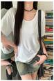 Real Shot Cost-Effective Shoulder Short-Sleeved T-shirt for Women 2025 New Fashion V-neck Shoulder Summer Loose All-Matching Top Women White
