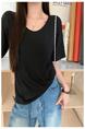 Real Shot Cost-Effective Shoulder Short-Sleeved T-shirt for Women 2025 New Fashion V-neck Shoulder Summer Loose All-Matching Top Women Black