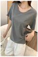 Real Shot Cost-Effective Shoulder Short-Sleeved T-shirt for Women 2025 New Fashion V-neck Shoulder Summer Loose All-Matching Top Women Gray