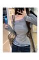 Real Shot Cost-Effective Off-Shoulder Long-Sleeved T-shirt for Women 2025 Summer New Design Sense Stitching Off-Shoulder Slim Fit Slimming Top White