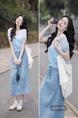 Dingdar Gradient Short-Sleeved Sweater for Women 2025 Summer New Loose Design in Light Blue Short Top