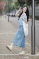 Dingdar Gradient Short-Sleeved Sweater for Women 2025 Summer New Loose Design in Light Blue Short Top