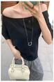 Real Shot Cost-Effective Solid Color Short-Sleeved T-shirt for Women Summer New Design Sense Simple All-Match Slimming Loose Top in Black