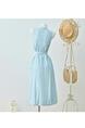 French Hook Flower Hollow Knitted Suspender Dress Women's Summer New Loose Layered Sleeveless Vest Dress Two-Piece Suit - LIGHT BLUE