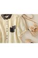 Real Shot of 2025 New Art Print Cotton and Linen Shirt Tops Summer New Lapel Patch Pocket Short-Sleeved Shirt - CREAM