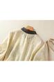 Real Shot of 2025 New Art Print Cotton and Linen Shirt Tops Summer New Lapel Patch Pocket Short-Sleeved Shirt - CREAM
