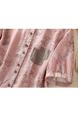 Real Shot of 2025 New Art Print Cotton and Linen Shirt Tops Summer New Lapel Patch Pocket Short-Sleeved Shirt - PINK