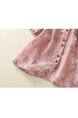 Real Shot of 2025 New Art Print Cotton and Linen Shirt Tops Summer New Lapel Patch Pocket Short-Sleeved Shirt - PINK