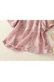 Real Shot of 2025 New Art Print Cotton and Linen Shirt Tops Summer New Lapel Patch Pocket Short-Sleeved Shirt - PINK