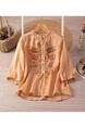 2025 New Natural Style Leaf Embroidery Cotton and Linen Shirt Literary Retro Shirt Women's Loose Casual Summer Top - PEACH