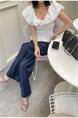 South Korea Summer Pure Desire Off-Shoulder Collar Puff Sleeve Top - WHITE