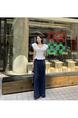 South Korea Summer Pure Desire Off-Shoulder Collar Puff Sleeve Top - WHITE